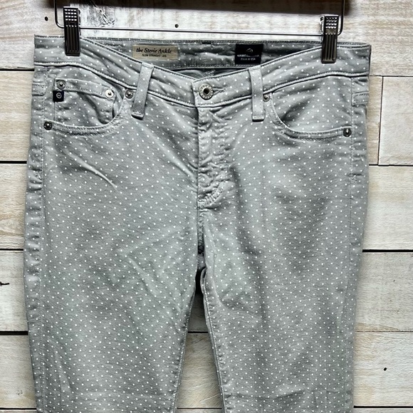 AG Adriano Goldschmied Jeans Womens 27 Stevie Ankle Slim Straight Gray Polka Dot - Picture 4 of 16